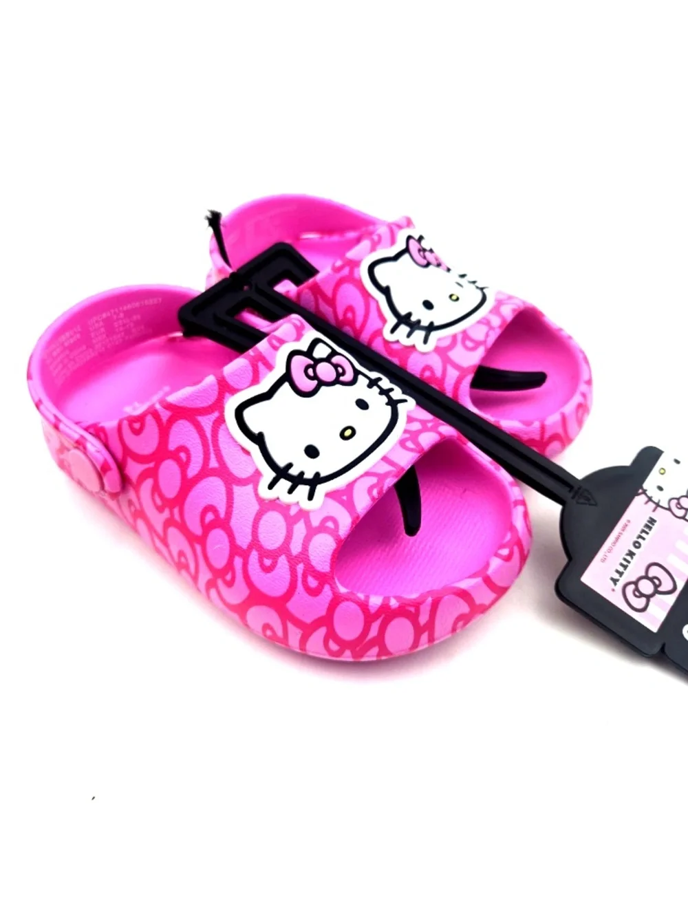 Hello Kitty Baby Sandals Size 7/8 Girls Pink Slide Shoes Slip On Rubber Footwear